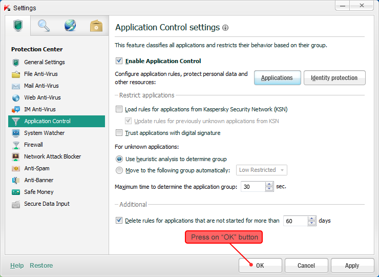 Kaspersky Internet Security settings 4